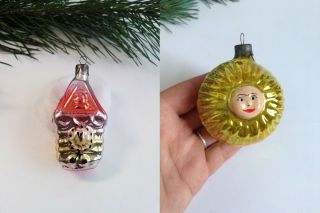 Private List For Andrea1782 Set Of 2 Ussr Christmas Glass Ornament Decoration