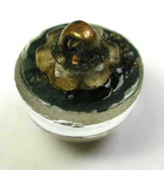 Vintage Glass Button Reverse Mold Gome & Back Painted Paperweight Type 7/16 