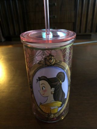 Very Rare Disney Store Beauty And The Beast Glass Tumbler