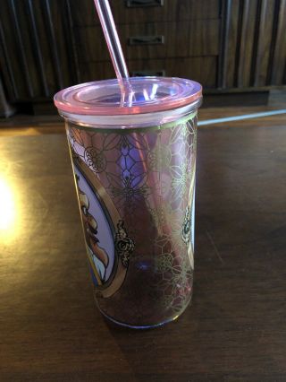 Very Rare disney store beauty and the beast glass tumbler 3
