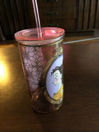 Very Rare disney store beauty and the beast glass tumbler 4