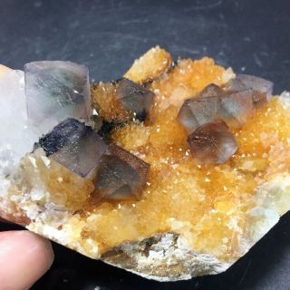 Rare Natural Clear Fluorite Specimen From Hunan Pyrite Rock Mineral Calcite P120