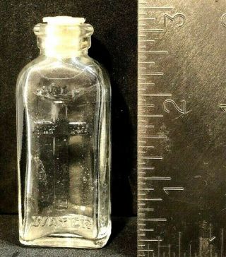 Vintage Holy Water Bottle Cross Embossed Roman Catholic