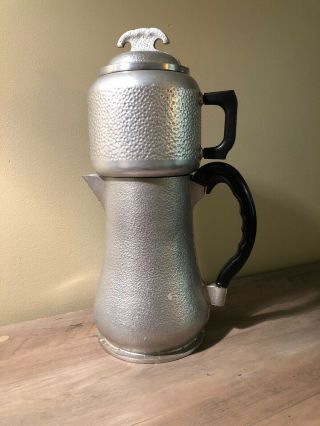 Vtg Guardian Service Brand Hammered Aluminuim 8c Drip Coffee Pot Stove Top Decan