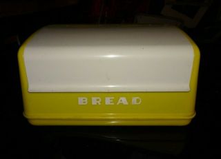 Vintage Lustro Ware Bread Box " B - 20 " Yellow/white Lettering {bread}