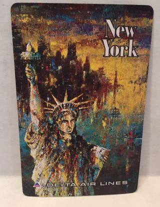 Vtg Delta Airlines Playing Cards York Statue Of Liberty Boeing 727 Airplane