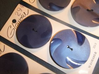 Buttons Vintage Set of 6 Large Blue Glamour Brand 163B 3
