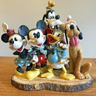 Walt Disney Mickey Minnie Pluto Goofy Donald Duck Figurine Christmas Decor Vtg