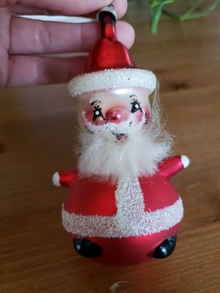 Vintage Santa Claus Italian Blown Glass Hand Painted Christmas Ornament 5 "