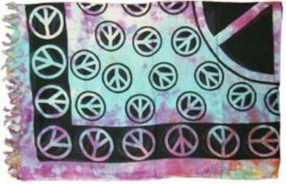 Peace Sign Tie Dye Altar Cloth / Sarong: 44 " X 72 " (tye Dye,  Rayon,  Washable)
