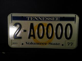 Tennessee Sample License Plate 2 - A0000  1977 - Volunteer State