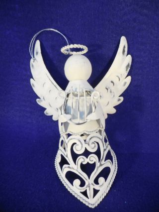 Tin Angel Playing A Harp Ornament 6 "