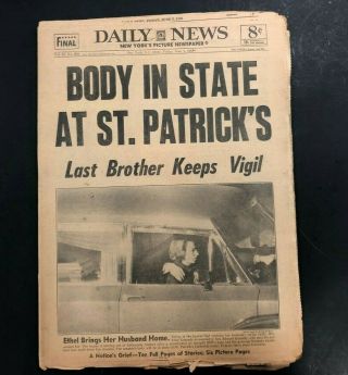 1968 June 7 Ny Daily News Newspaper Rfk Funeral/last Brother Teddy Pgs 1 - 88
