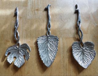 Vintage Silver Plated Leaf Shaped Serving Spoons Set of 3 3
