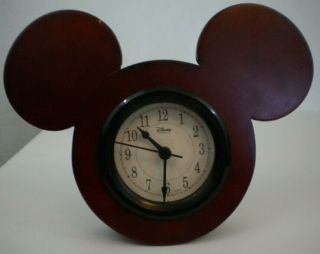 Disney Quartz Mickey Mouse Wooden Table Top Tick Tock Clock Keeps Great Time