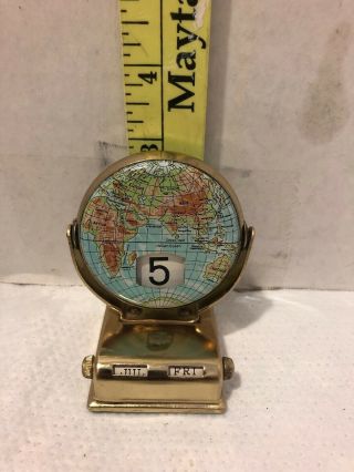 Vintage Chrome Globe Perpetual Flip Desk Calendar -