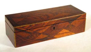 1800s Rare Japanese Marquetry Parquetry Wood Inlay Glove Box Origami Cranes