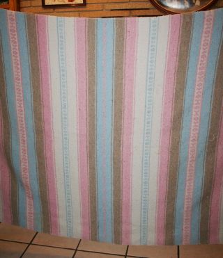 VTG Hand Woven Mexican Blanket Cotton Twin 54 X 75 Pastel Blue Pink Beige White 6