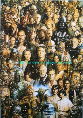 Star Wars Character Guide Great Poster 14.  5 X 21 All Major Chars From Eps 1 - 6