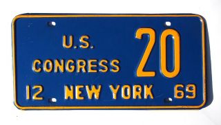 Vintage 1969 York U.  S.  Congress License Plate 20