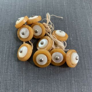 Set Of 10 Vintage Butterscotch Bakelite And Mother Of Pearl Buttons