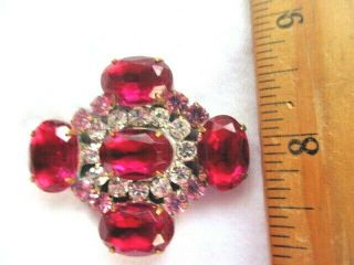 Magnificent Czech Vintage Rhinestone Glass Button Shades Of Pink & Crystal