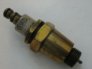 Antique Brass & Porcelain Asko 18mm Spark Plug Patent Date Of October 25,  1921