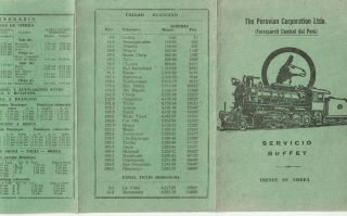 Ferrocarill Central Del Peru,  Sevicio Buffet Inc Railway Timetable