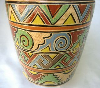 1920s Mexican Pottery Art Deco Tlaquepaque Style Jar Vase Petatillo 6