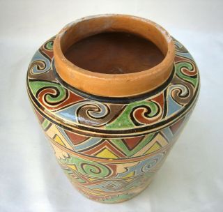 1920s Mexican Pottery Art Deco Tlaquepaque Style Jar Vase Petatillo 7