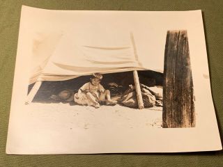 Antique Photo Native American Sioux Child In Lodge.  Rez Photo