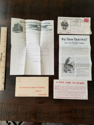 1909 Taxidermy School Omaha Nebraska Advertising Letter & Envelope