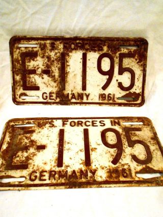Matched 1961 Us Forces License Plates - Germany