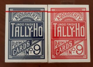 2 Rare Decks Of Ohio Made Tally Ho Fan Back Playing Cards ☆ Linoid Finish ☆