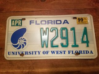 Vintage University Of West Florida Nautilus License Plate W2914