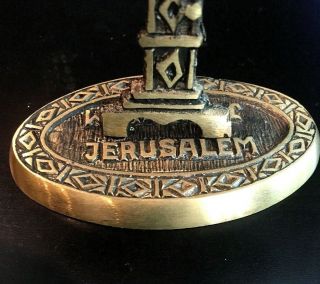 Vintage Hanukkah Menorah Shalom Small Jerusalem Brass Painted Wainberg Israel 4
