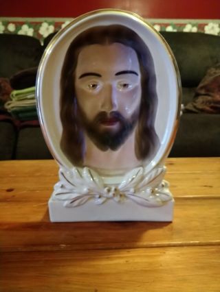 Ceramic Concave Jesus Christ Face Head Statue