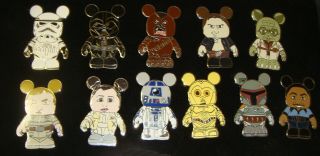 Set Of 11 Disney Vinylmation Star Wars Series 1 Pins Yoda,  Boba Fett,  Etc.