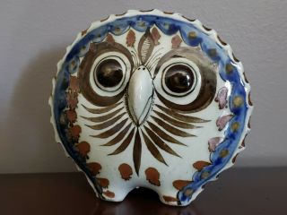 Jorge Wilmot/vasquez Tonala Mexican Glazed Ceramic Stoneware Owl,  5 In.  Tall