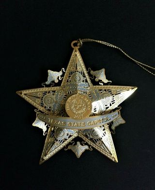 Texas State Capitol 24k Plated 3 - Dimensional Star Christmas Ornament 2015.
