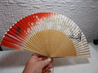 Folding Plastic,  Wood And Fabric Japanese Fan