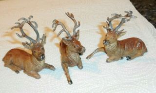 Vintage German Putz Lead Metal Reindeer Stags Deers (3)