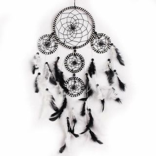 Black White Handmade Dream Catcher Feathers Bead Dreamcatcher Net For Wall Hangi