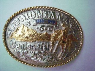 Montana Silversmiths,  1889 - 1989 Montana Centennial Belt Buckle,  340 Of 5000