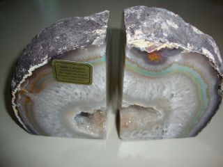 Agate Book Ends - From Brazil 7.  5 " X 5 " X 3 "