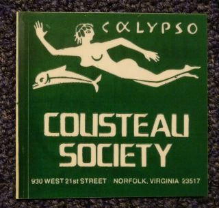 Rare Cousteau Society 3 1/4 " Square Sticker Decal 1970s Nude Swimmer