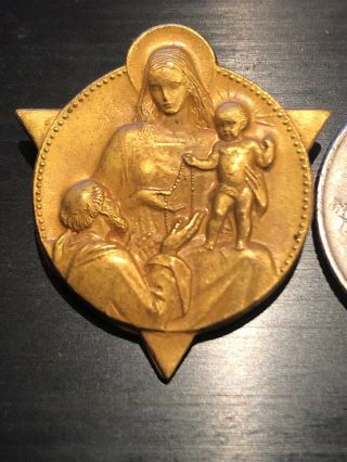 Vintage Mother Virgin Mary Religious Medal Lapel Pin,  Catholic