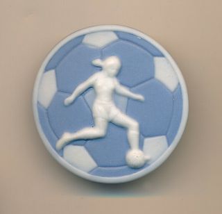 Soccer Season Starting Jasperware Girl Soccer Player Button,  Sr 