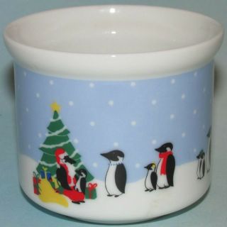 Penguin Santa Christmas Holiday Tree Snow Shibata Ceramic Votive Candle Holder