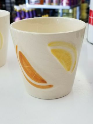 4 Vintage 1956 Lemon Orange Porcelain Cups Tumblers Crackle Glaze Finish 2
